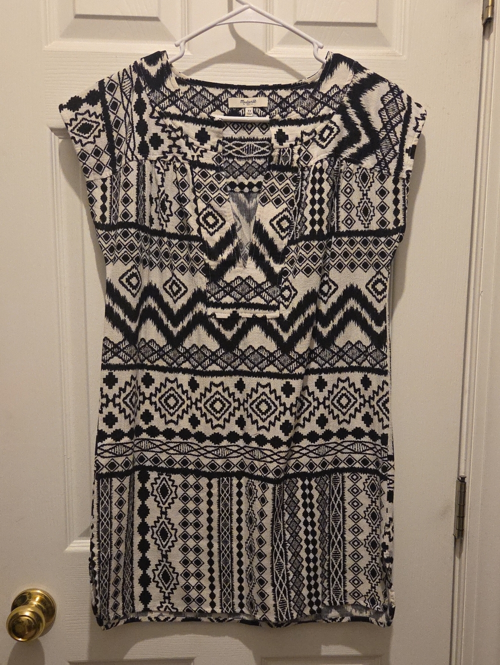 Madewell Black & White Geometric Midi Dress